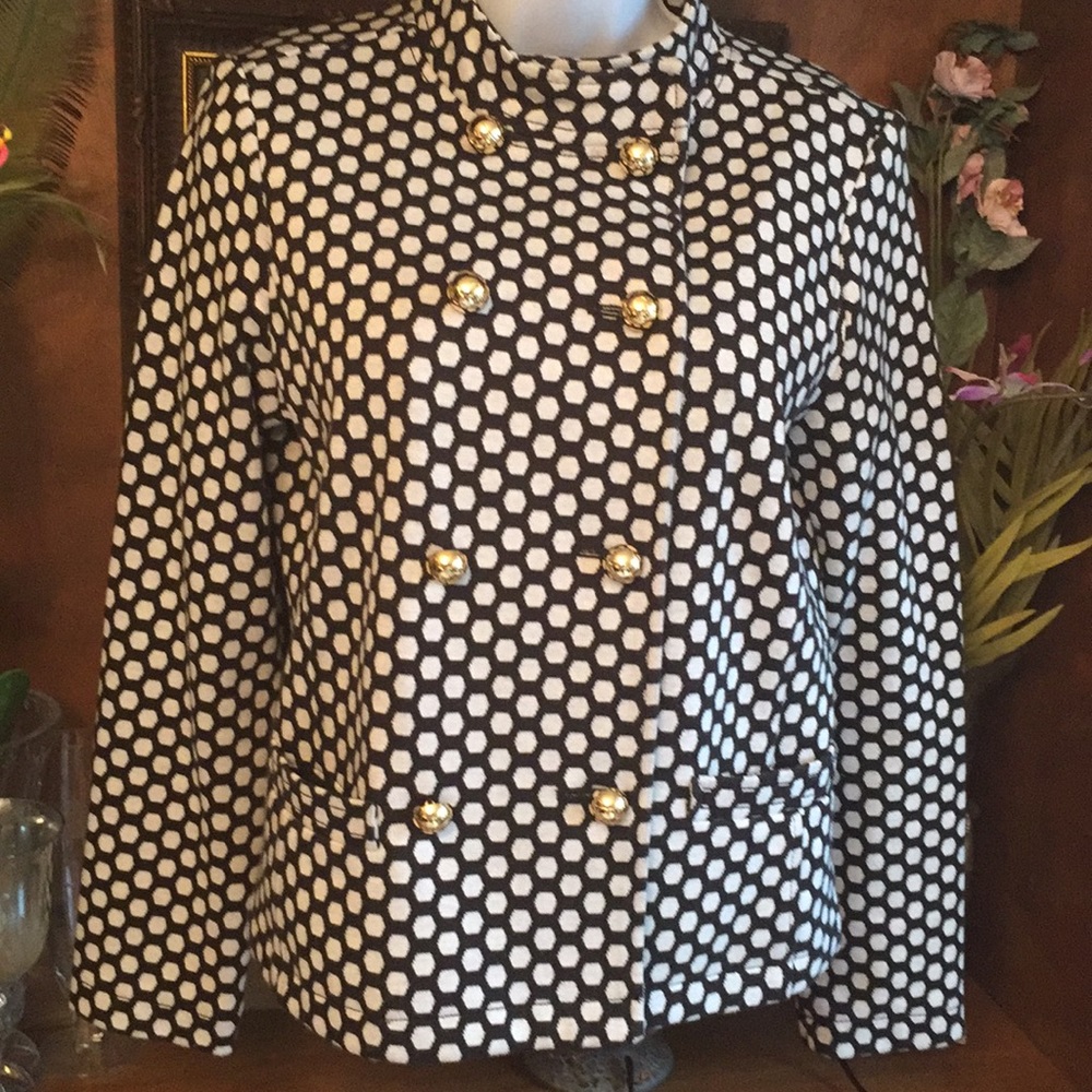 Liz Claiborne black/white double breast blazer med